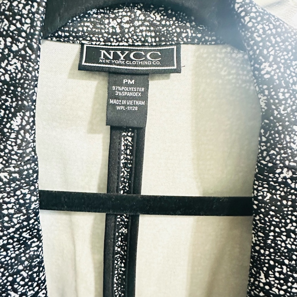 NYCC Black White Patterned Blazer Petite Medium Stretch Career Jacket